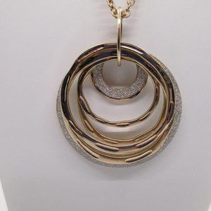 CHARMING CHARLIES GOLDTONE AND PAVE CRYSTAL MULTI CIRCLE NECKLACE